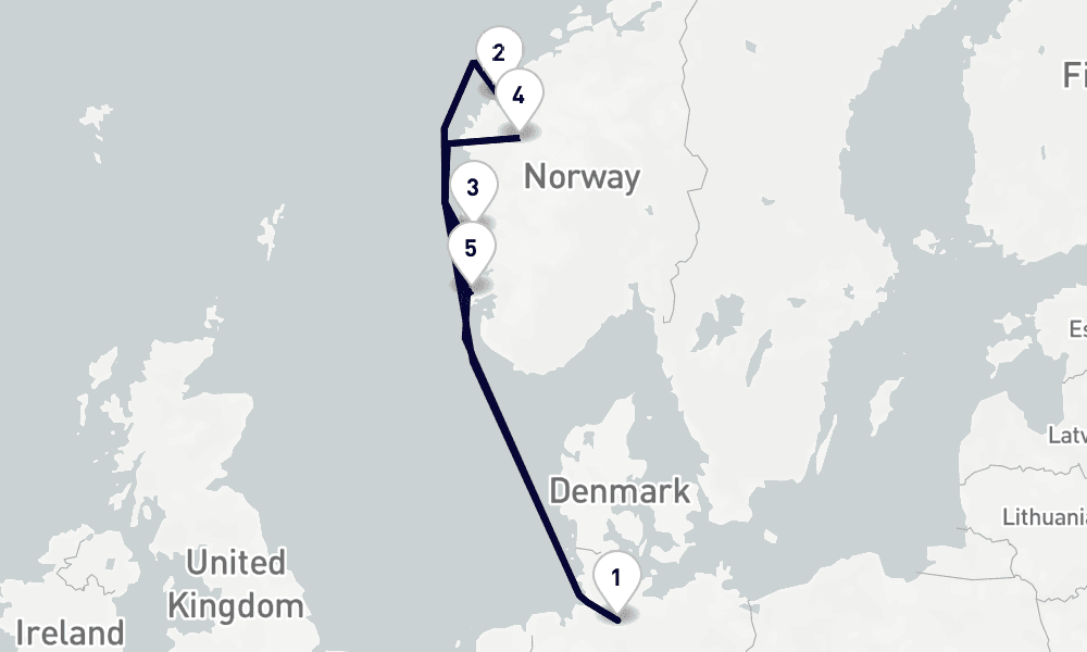 7 days, round-trip Northern Europe 8日間
