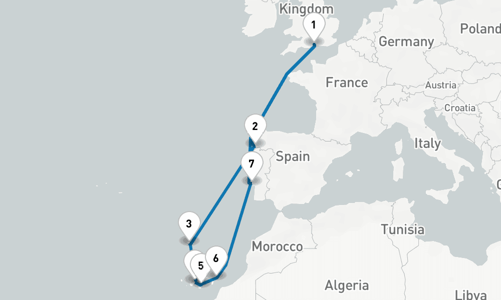 12 days, round-trip Canary Islands 13日間