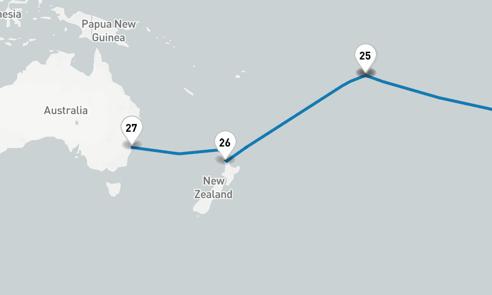 60 days, one-way from Dover to Sydney 61日間