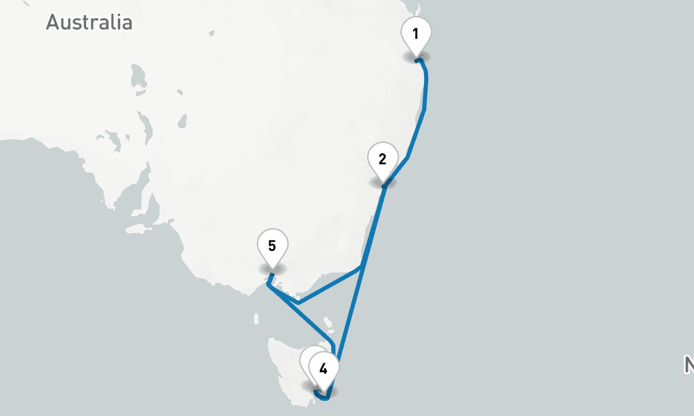 9 days, one-way from Brisbane to Sydney 10日間