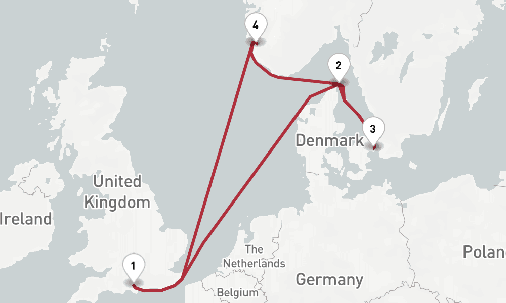 7 days, round-trip Disney Vacation Club To Northern Europe 8日間