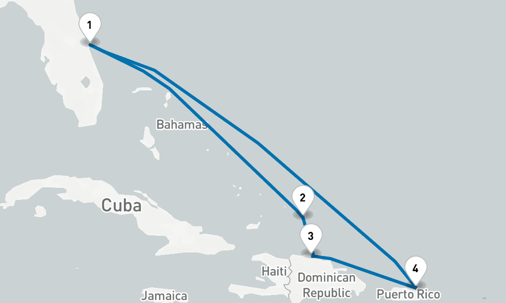 14 days, round-trip Eastern Caribbean Adventurer 15日間