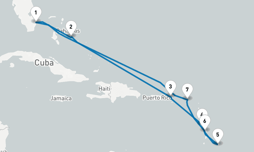 10 days, round-trip Southern Caribbean with Martinique 11日間