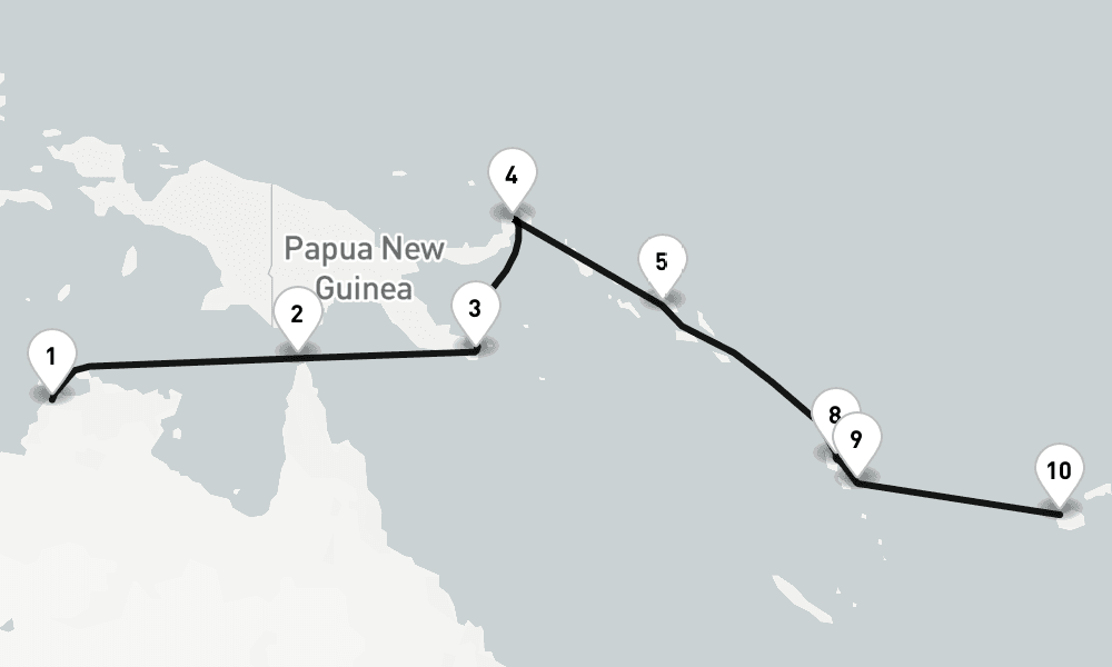 18 days, one-way from Darwin to Lautoka 19日間