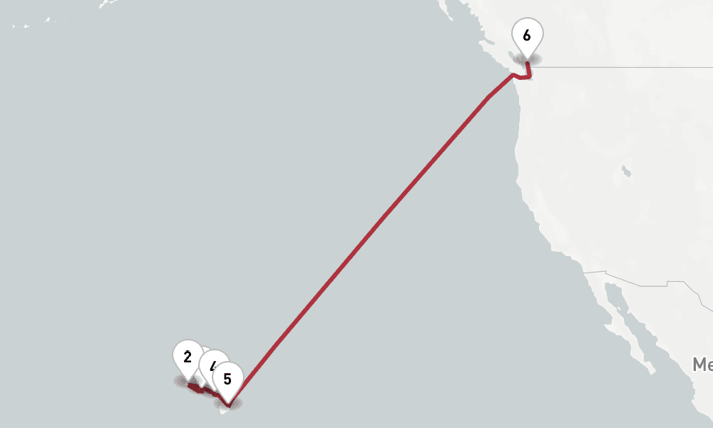 10 days, one-way from Honolulu to Vancouver 11日間