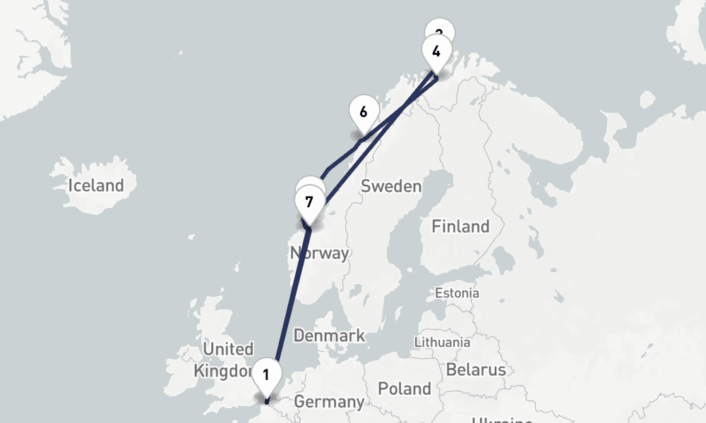 14 days, round-trip 14 Nuit Lumiegraveres Arctiques 15日間
