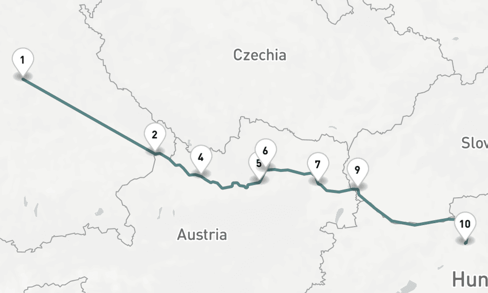 7 days, one-way from Nuremberg to Budapest 8日間