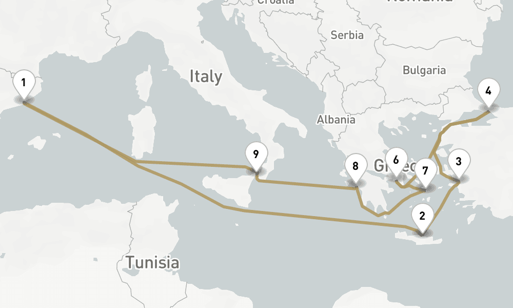 14 days, round-trip Mediterranean And Greek Islands 15日間
