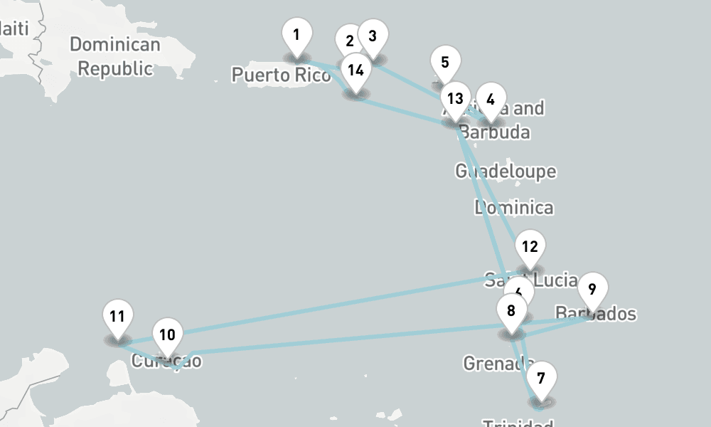18 nights / 19 days, San Juan (Puerto Rico) Round trip