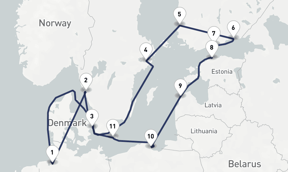 16 days, round-trip Perlen der Ostsee 17日間