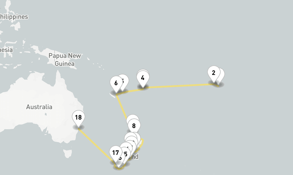 31 days, one-way from Papeete to Sydney 32日間