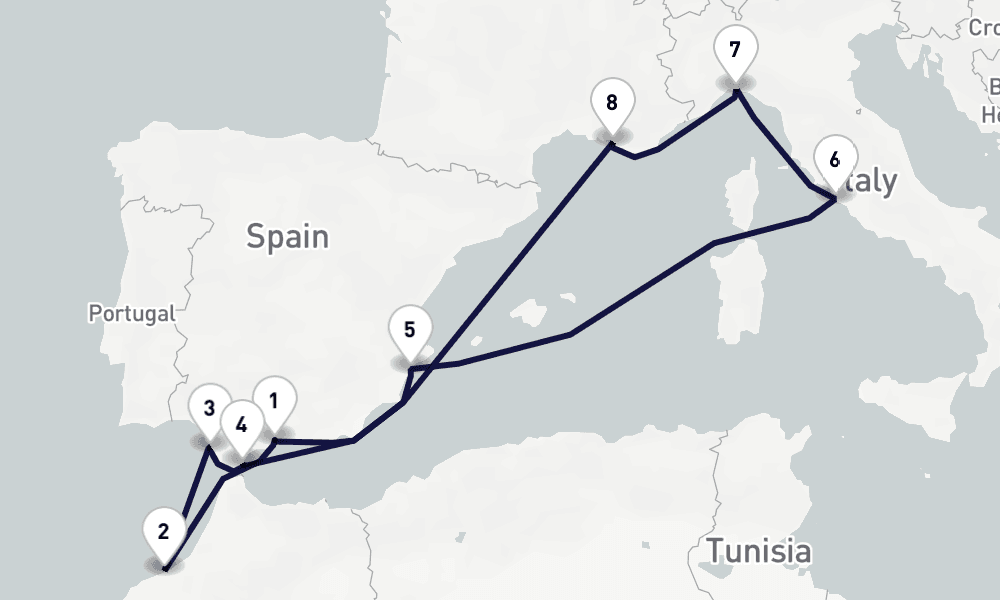 10 days, round-trip Mediterranean 11日間