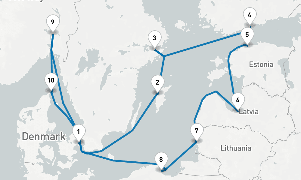 12 days, round-trip Norway, Denmark Sweden 13日間