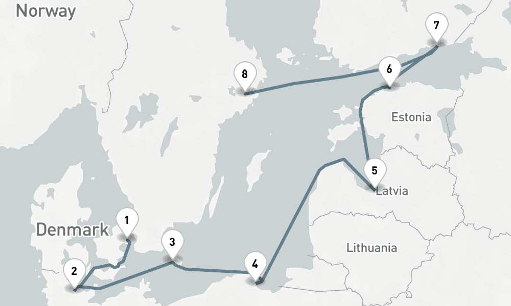 10 days, one-way from Copenhagen to Stockholm 11日間