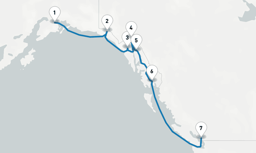 7 days, one-way from Whittier to Vancouver 8日間