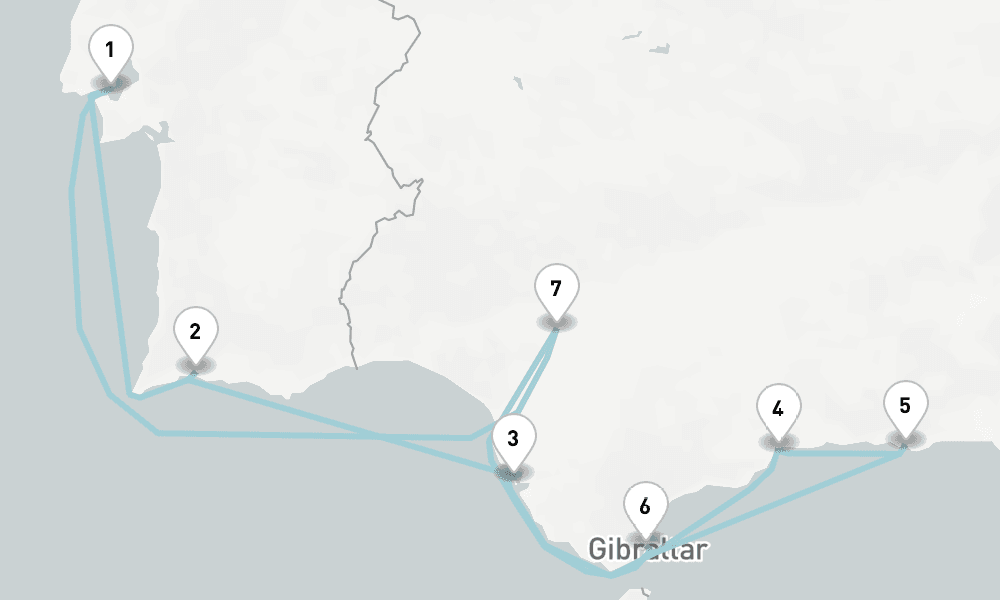 9 days, round-trip Cruise Portugal Spain Cruise Malaga, Seville Lisbon 10日間