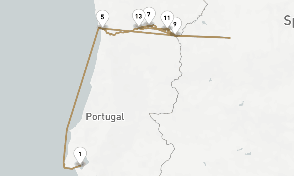 10 nights / 11 days, one-way from Lisbon to Porto