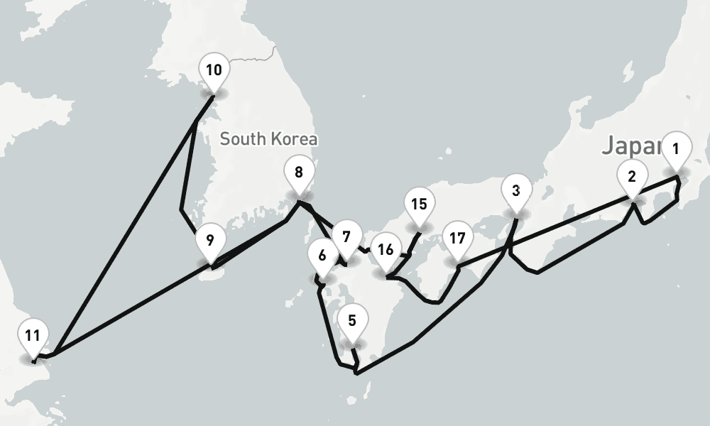24 days, round-trip Tokyo To Tokyo 25日間