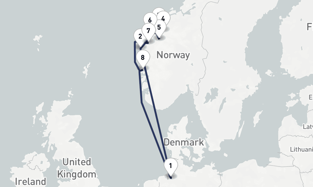 8 days, round-trip Fjordabenteuer mit MS Amera 9日間
