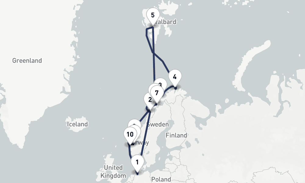 17 days, round-trip Norwegens Traumkuste Spitzbergen 18日間