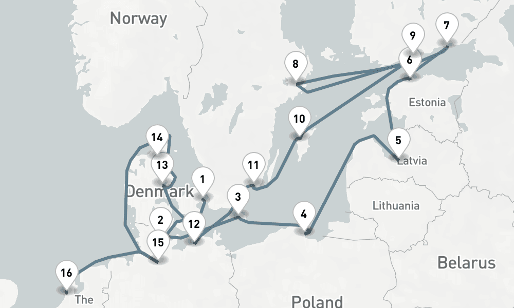 20 days, one-way from Copenhagen to IJmuiden 21日間