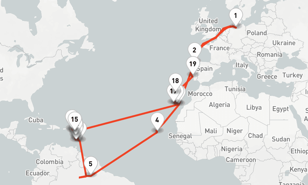 44 days, round-trip Grose Winterpause Karibik mit Amazonas 45日間