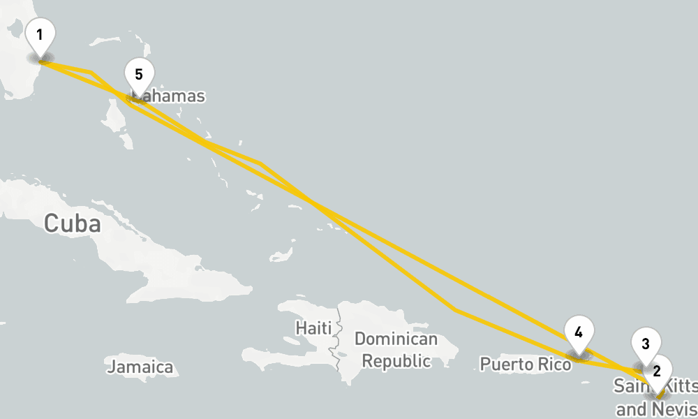 8 days, round-trip Eastern Caribbean Cruise 9日間