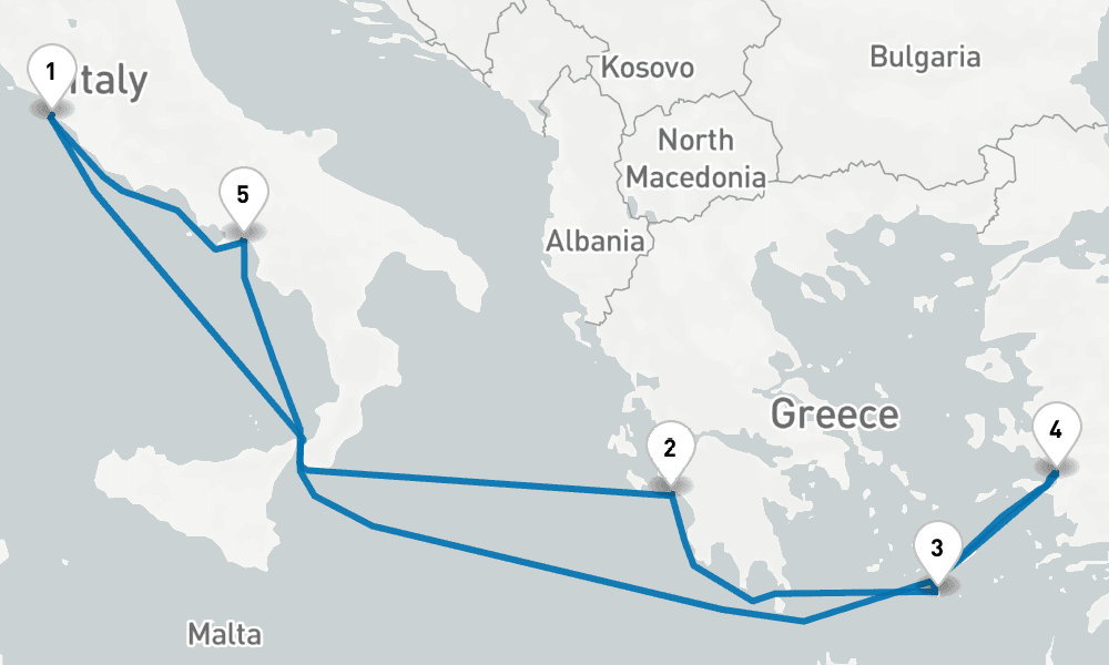 7 days, round-trip Mediterranean Aegean 8日間