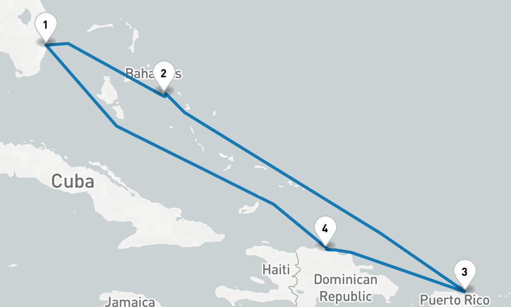 7 days, round-trip Eastern Caribbean with Puerto Rico 8日間