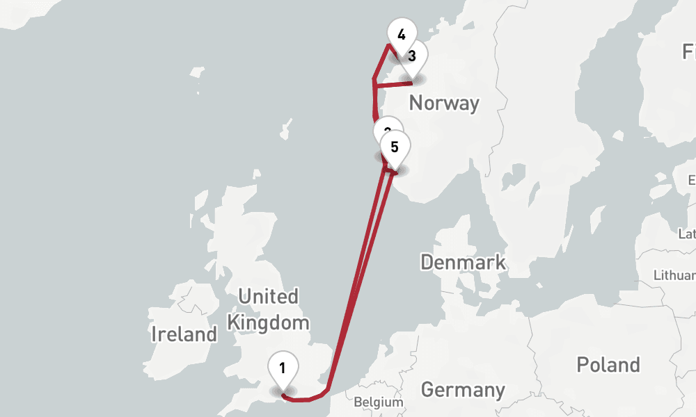 7 days, round-trip Norwegian Fjords Cruise From Southampton 8日間