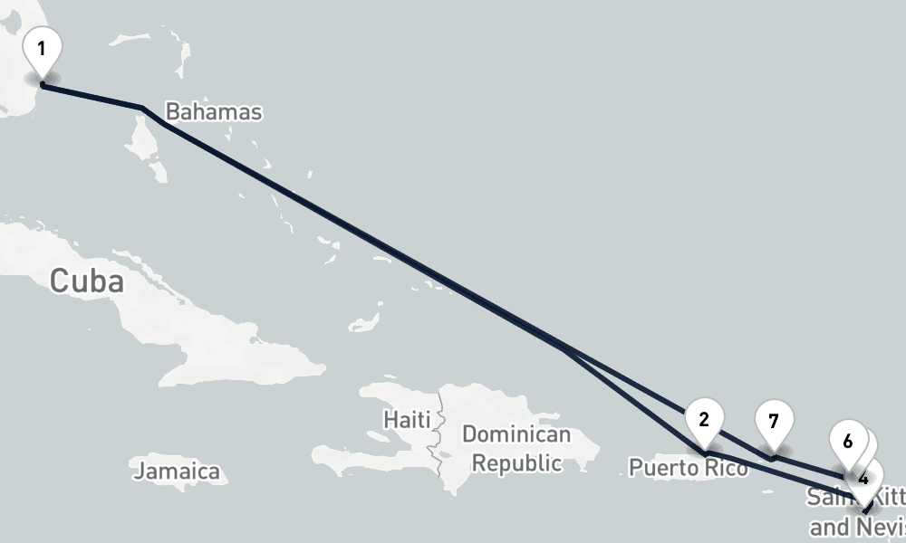 11 days, round-trip Azure Antilles Miami to Miami 12日間