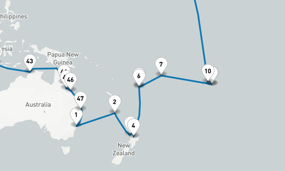 94 days, round-trip Circle Pacific - Roundtrip Sydney 95日間