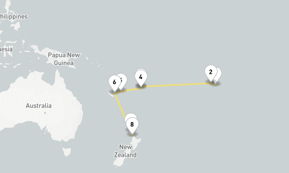 17 days, one-way from Papeete to Auckland 18日間
