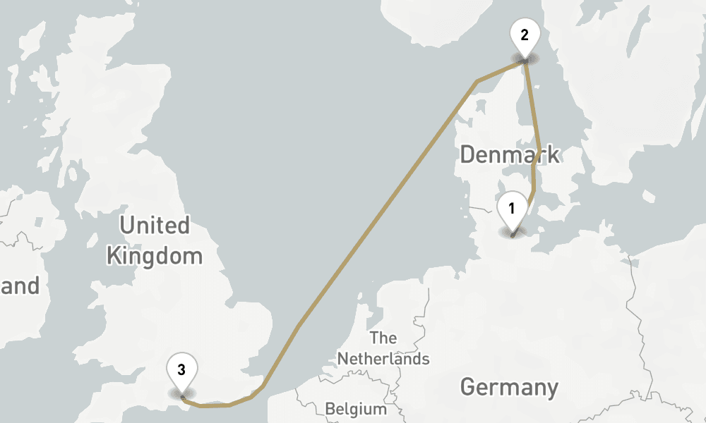 3 days, one-way from Kiel to Southampton 4日間