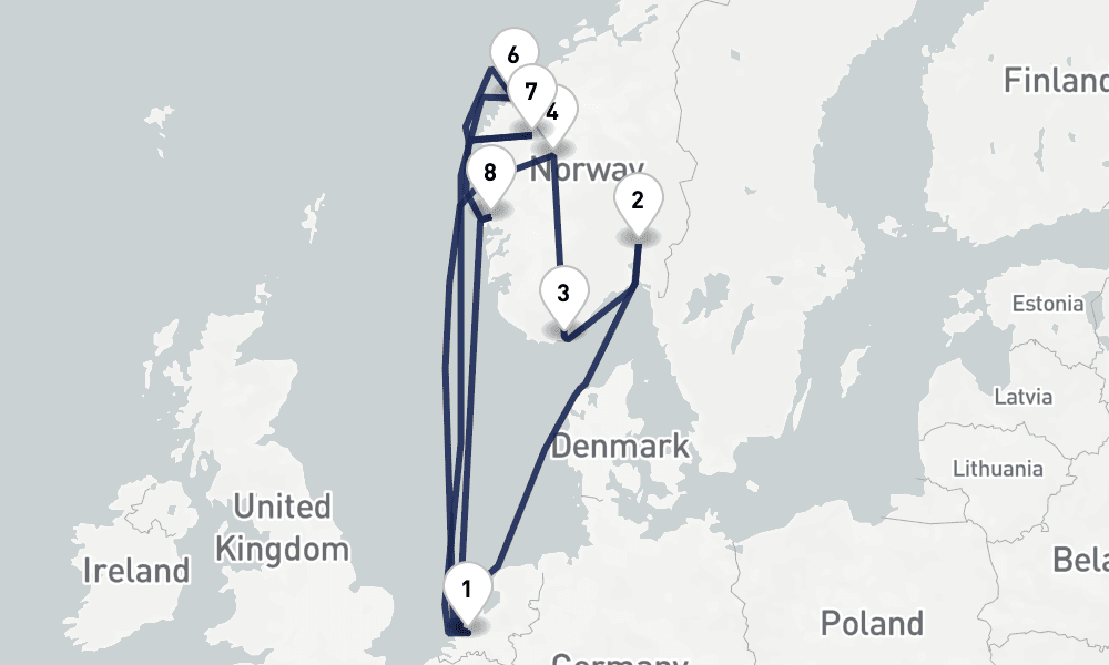 14 days, round-trip Fjords Of Norway Collectors Voyage 15日間