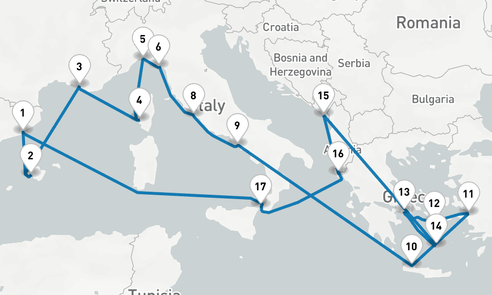21 days, round-trip The Best of the Mediterranean 22日間