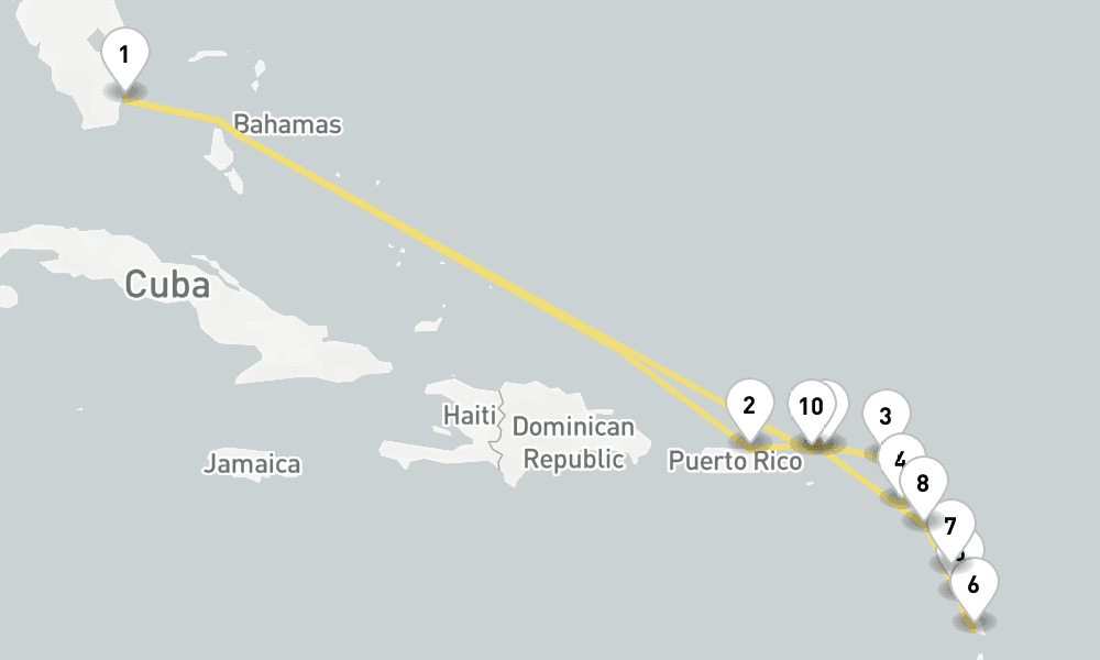 14 days, round-trip Leeward Island Jewels 15日間