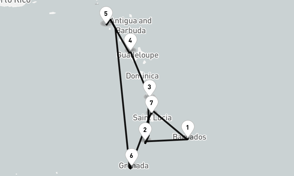 8 days, round-trip Bridgetown To Bridgetown 9日間