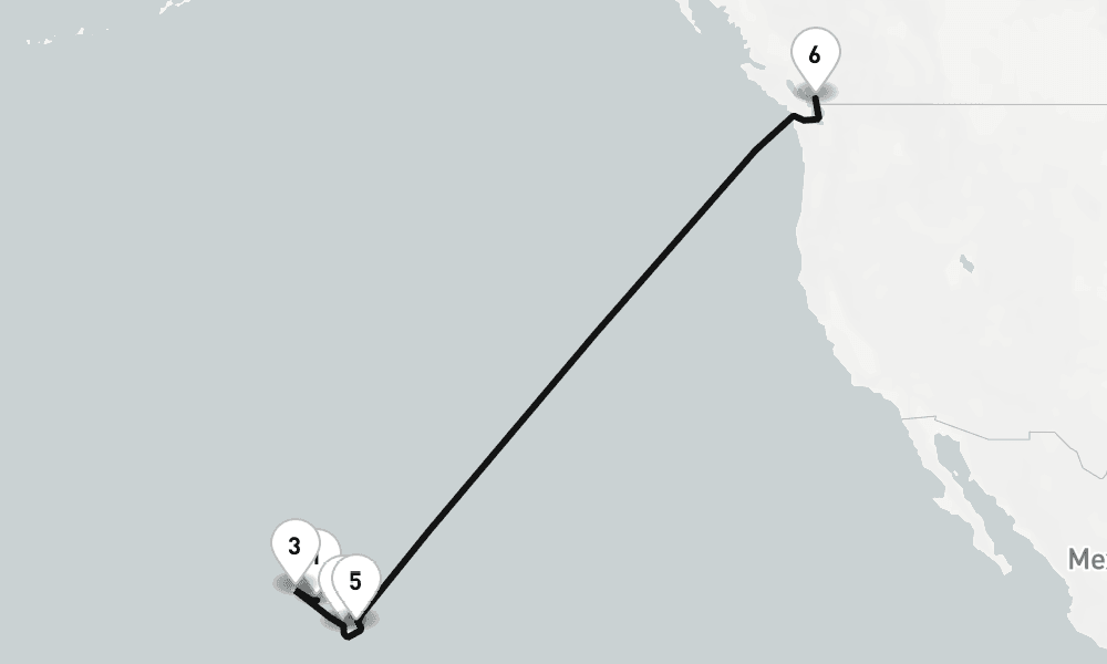11 days, one-way from Honolulu to Vancouver 12日間