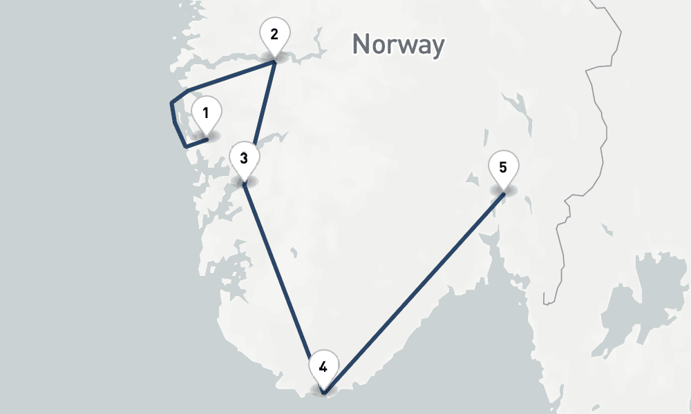7 days, one-way from Bergen to Oslo 8日間