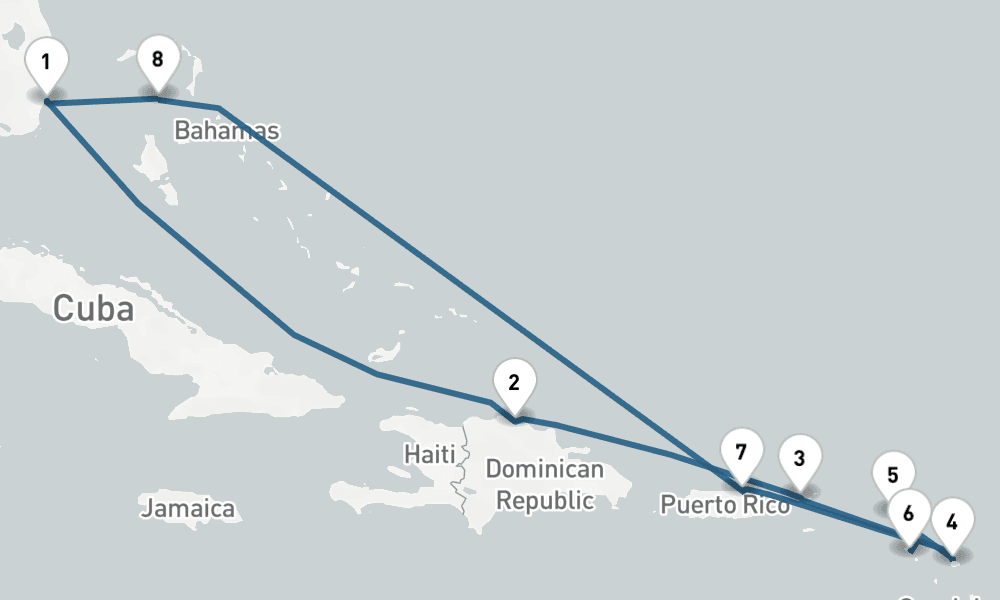 10 nights / 11 days, Miami (Florida) Round trip