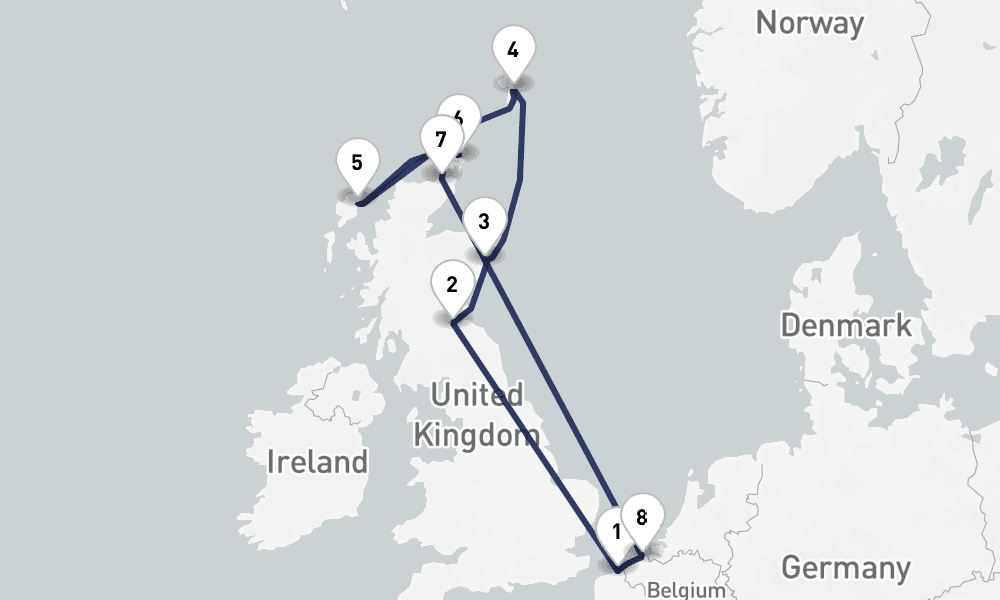 10 days, round-trip 10 Nuit Highlands eacutecossais et icircles du Nord 11日間