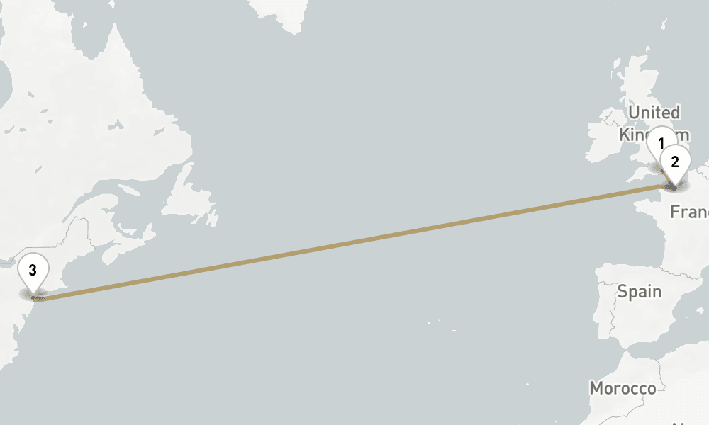8 days, one-way from Southampton to New York 9日間