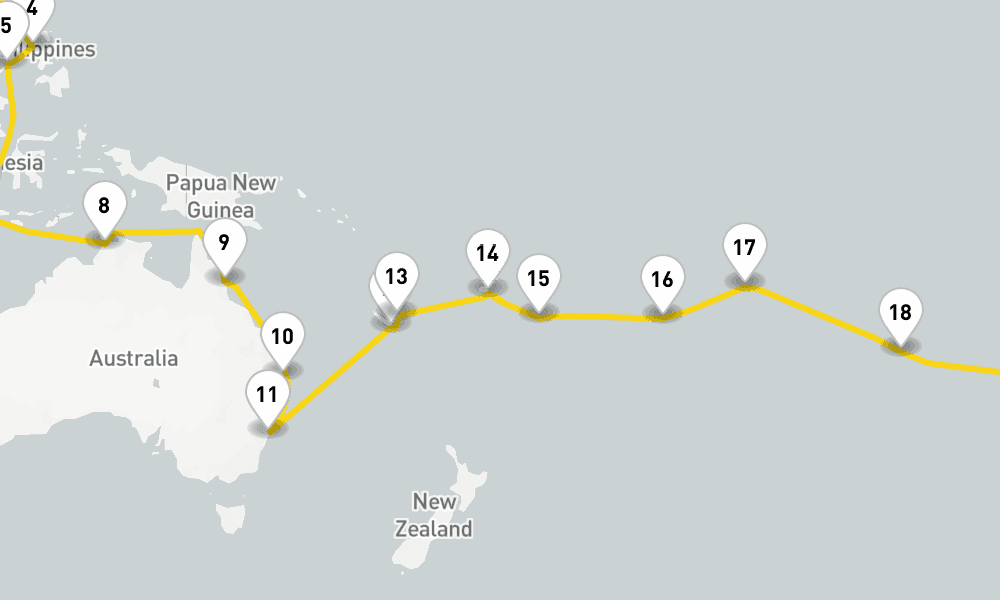 51 days, one-way from Tokyo to San Antonio 52日間