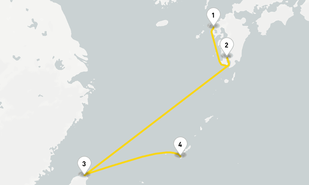 4 days, one-way from Sasebo to Naha 5日間