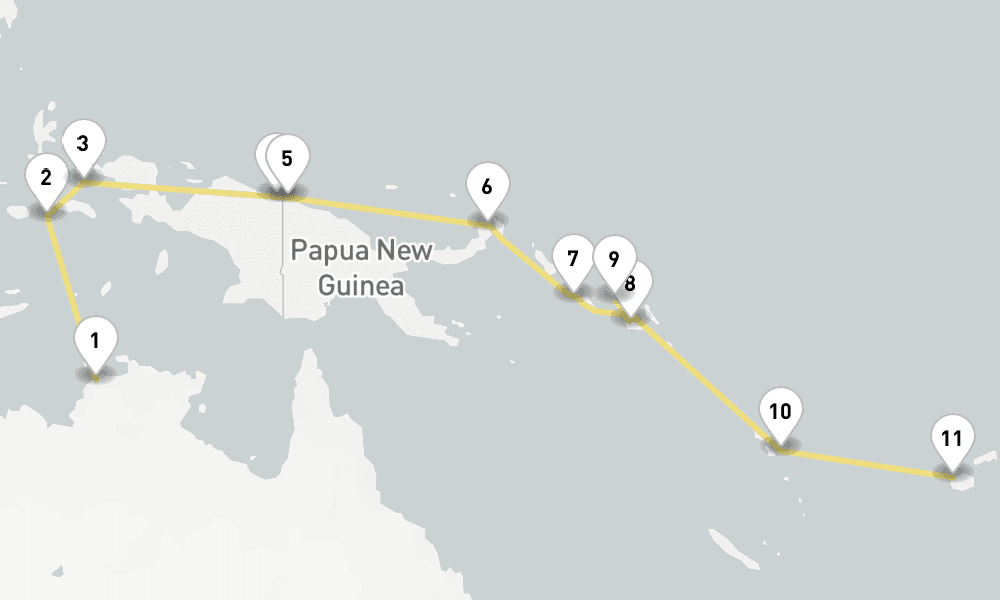 22 days, one-way from Darwin to Lautoka 23日間