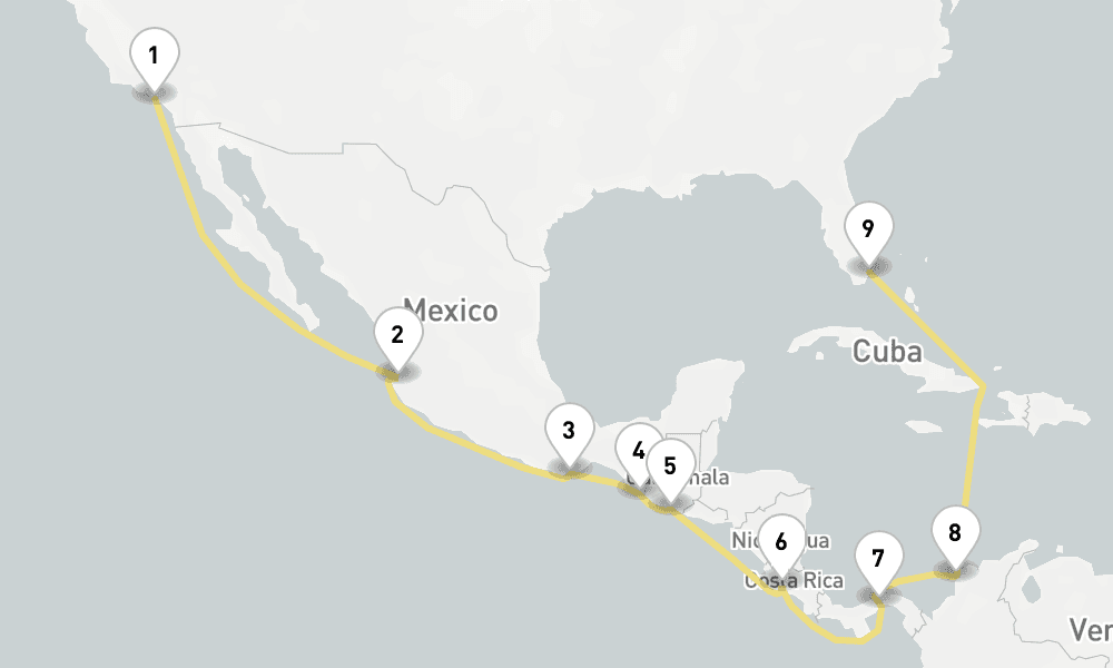19 days, one-way from Los Angeles to Miami 20日間