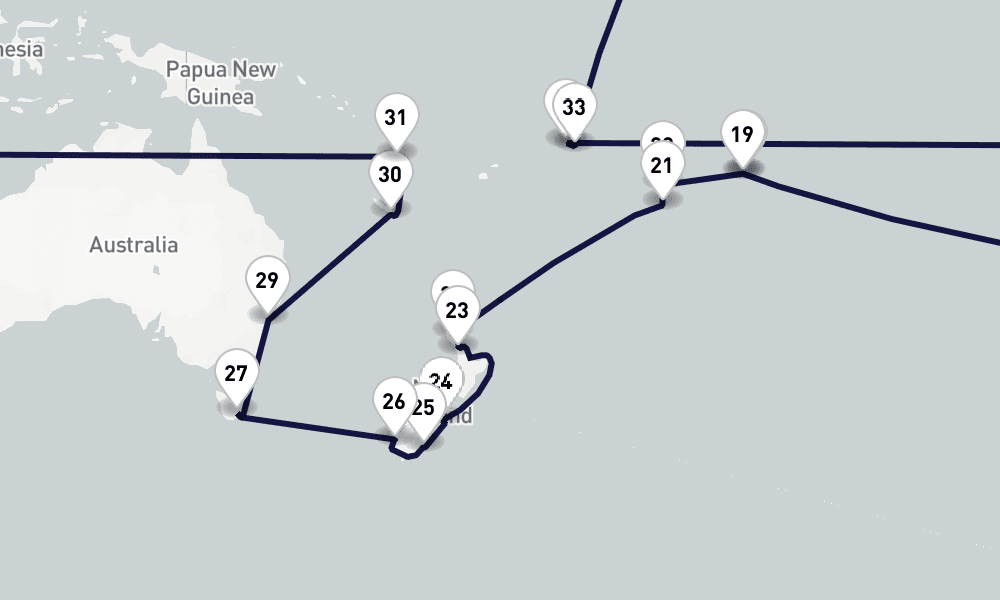 132 days, one-way from Genoa to Warnemunde-Rostock 133日間