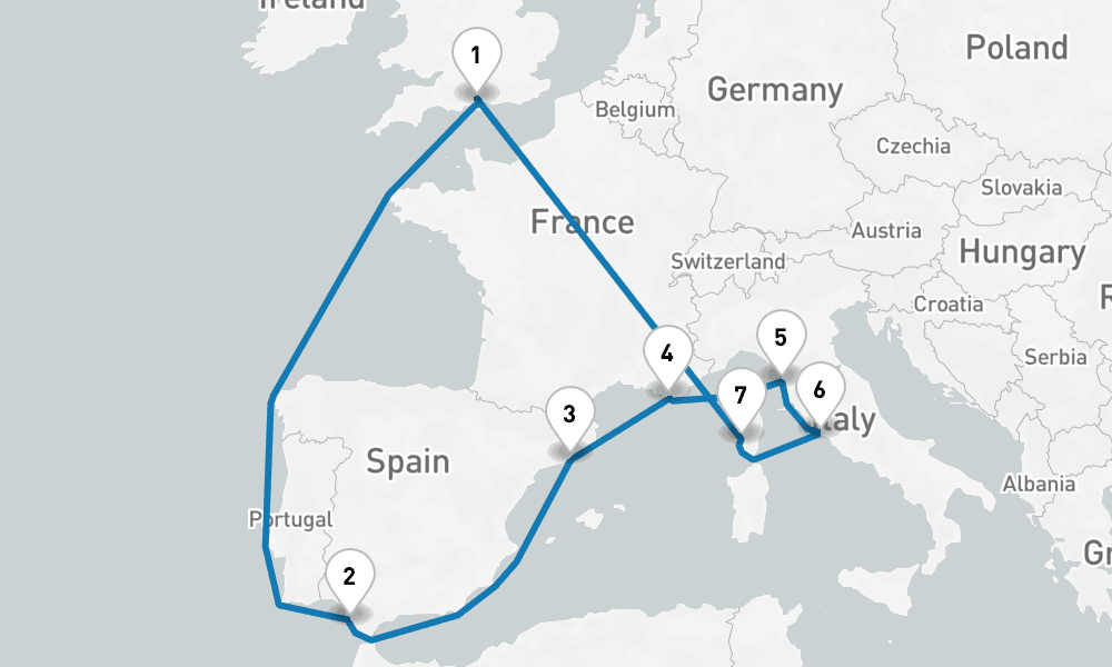 14 days, round-trip Mediterranean Adventurer 15日間