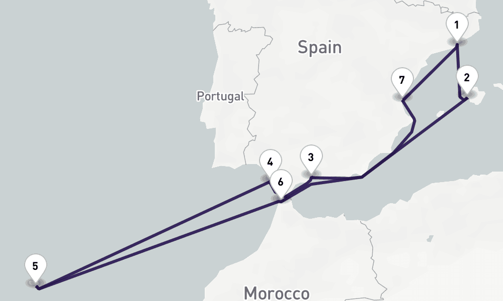 11 days, round-trip Solar Eclipse Spain, Portugal, Morocco 12日間